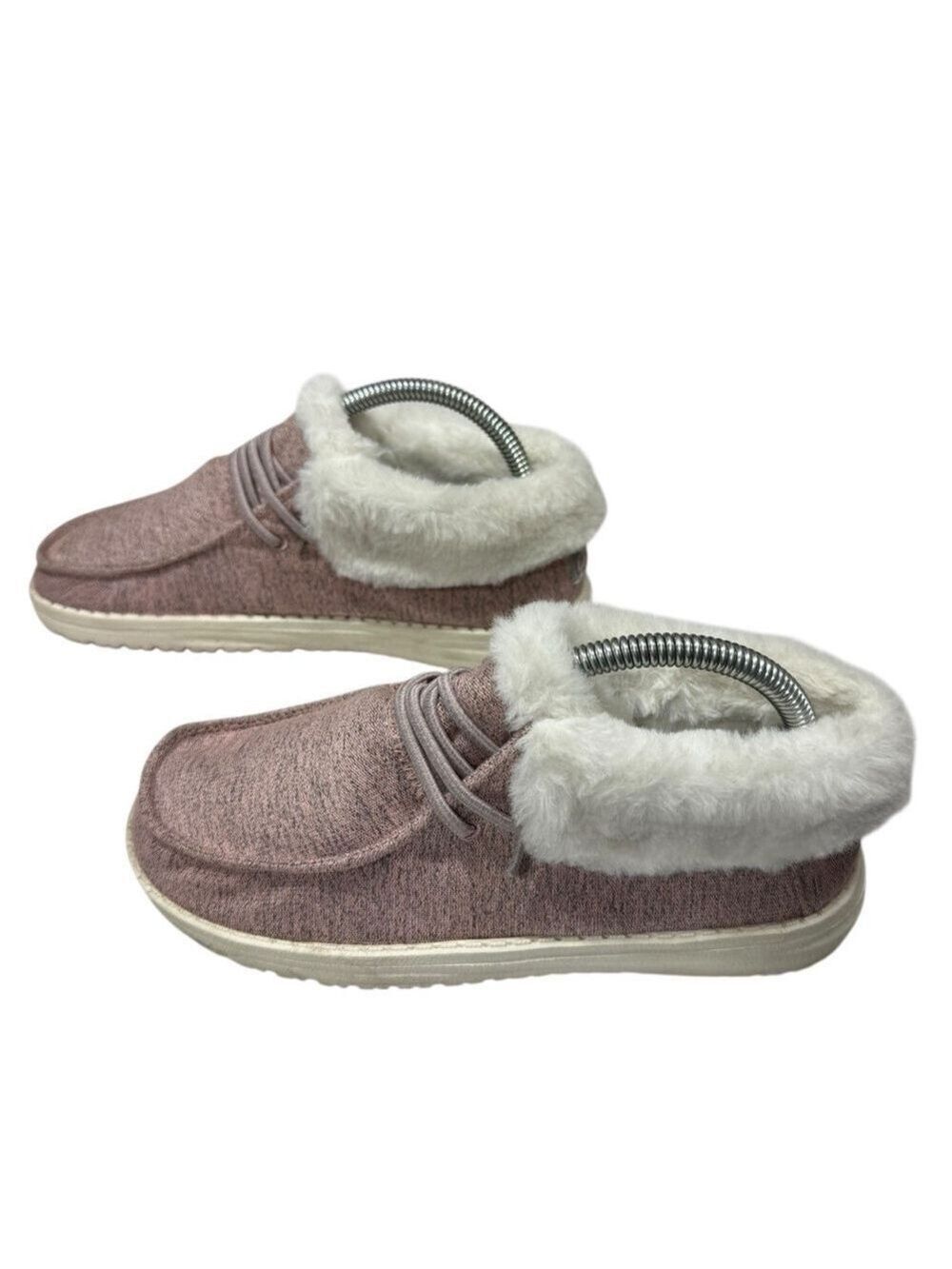 Hey Dude | Britt Youth | Street Fleece Fur Pink Loafers Youth 3/Ladies 4